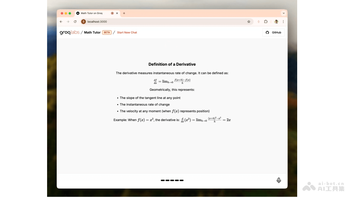 Mathtutor on Groq – AI数学辅导工具，支持用语音形式提出数学问题